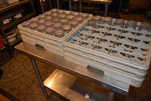 lot 329 image: 2) Racks plastic tumblers 31 ct