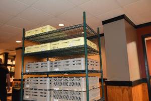 lot 330 image: Four shelf green rack 60 W, 24D, 80 T