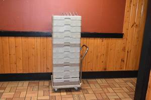 lot 331 image: Roller cart with 12 dish washer racks