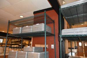 lot 360 image: Four shelf green roller rack 48 W, 24D, 80 T