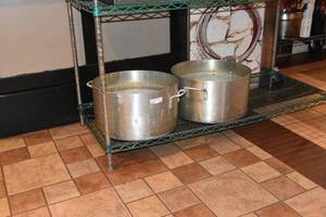 lot 374 image: 2) Large NSF Aluminum kettles
