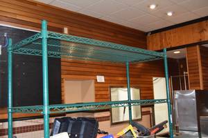 lot 387 image: Five shelf green rack 48 x 24 by 80 T on rollers