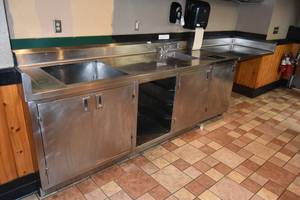 lot 25 image: Large SS Counter wsink-2 sections