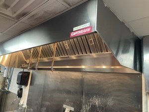 lot 60 image: SS Captive Aire Hood wAnsul &amp Large SS back splash