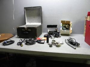 lot 15 image: Box of Mic & Guitar cords, Headphones