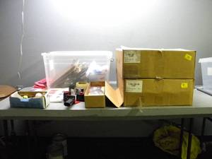 lot 56 image: Clip boards,2 boxes name tags, tape, etc