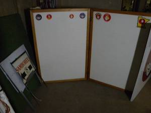 lot 88 image: Smooth white display board w stickers