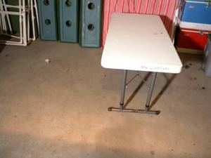 lot 107 image: 4 adj. leg white fiberglass table-LifeTime