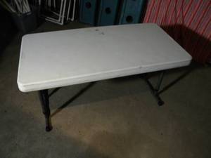 lot 108 image: 4 adj. leg white fiberglass table-LifeTime