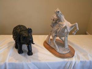 lot 10 image: Elephant,  Horse & rider