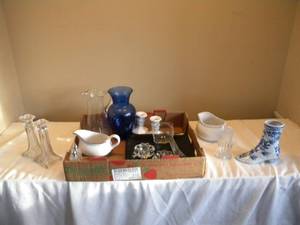lot 68 image: S & P, Candle sticks, pitchers, vases