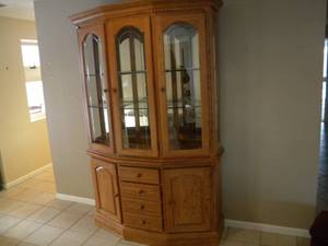 lot 72 image: Three door china hutch 52 x 18 x 80 T