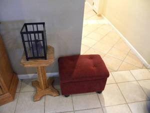lot 73 image: Padded roller foot stool & plant stand