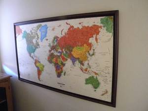 lot 89 image: Framed world map