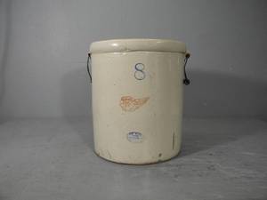 lot 15 image: 8 gal Red Wing crock with handle