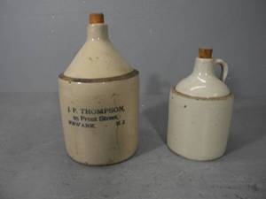 lot 27 image: 2) Jugs, one crock, advertising piece