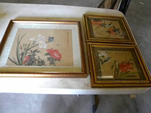 lot 40 image: 3) Chinese hand pained on silk floral