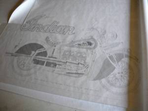 lot 45 image: Pencil Drawing of Indian Motorcycle