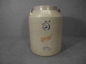 lot 56 image: 5 gal crock whandles, wing & oval