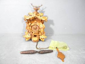lot 72 image: German Cuckoo Clock carved birds
