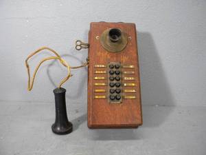 lot 75 image: Old button wood wall phone
