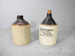 lot 84 image: 2) Brown top jugs, 1 Little Falls, NY