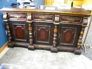 lot 2 image: Large wood Counter wglass top
