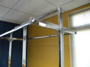 lot 17 image: Chrome double clothes rack with heavy stand