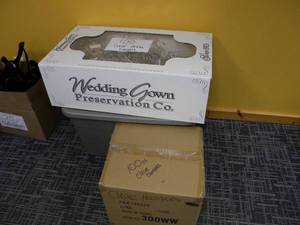 lot 28 image: 350 clear dress hangers 3 boxes