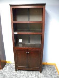 lot 38 image: Book shelf 30 x 72 T x 12 D-2 doors wshelf