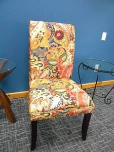 lot 44 image: Floral High Back Accent Chair