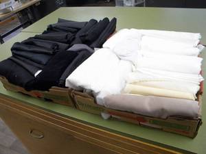 lot 184 image: Two boxes white and black fabric