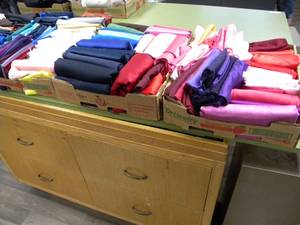 lot 183 image: Four boxes satin and lining & misc.