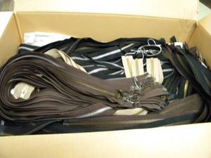 lot 212 image: About 100 8 & 10 Metal Jacket zippers 24 & 36