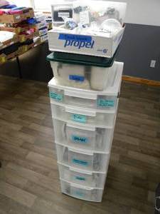 lot 223 image: Bridal Notions 6 drawer units 2 more containers