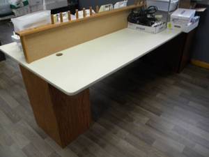 lot 230 image: Three metal files and 4 x 8 wood counter top