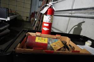 lot 65 image: 3) Fire Extingushers, small, medium & Large