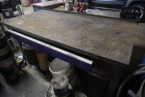 lot 107 image: Wood top work bench 72 x 36 with drawer