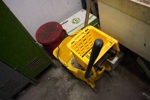 lot 138 image: Scrub bucket, mop & Red Fire rag bucket
