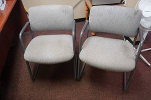 lot 175 image: 2 Padded office arm chairs Grey
