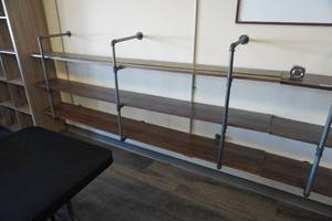 lot 6 image: Piping board shelves 8 foot long, 3 shelves