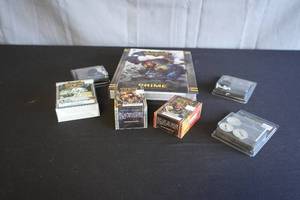 lot 27 image: Warmachine book, decks, bases and minis