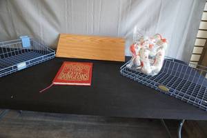 lot 165 image: 2 Suncrest Shelves,Tremendous Tome of Epic Dungeons, Stuffed Robot,