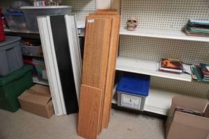 lot 222 image: Wood shelf boards assorted sizes-37 pieces mostly 4