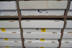 lot 48 image: Magic card box, commons, uncommons, and bulk rares 4 rows per box, 4 boxes per lot