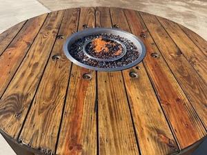 lot 1 image: Wire Spool Fire Pit Table