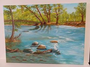 lot 9 image: Spring on the River Painting by Yvonne Goenner