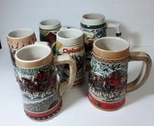 lot 19 image: Vintage Budweiser Steins Set of 6