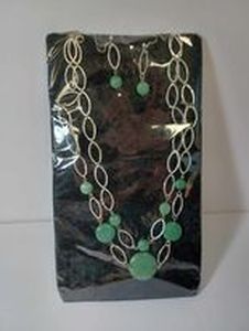 lot 54 image: Silver and Jade Green Necklace and Earrings
