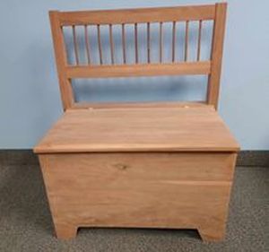 lot 61 image: Handmade Walnut Storage Bench with Lid